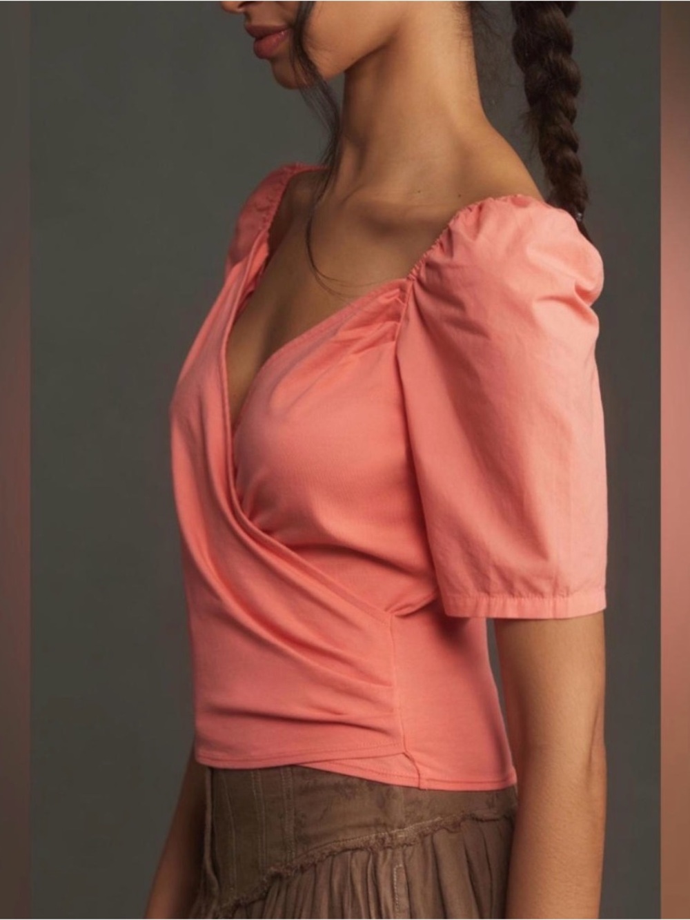 Anthropologie Puff Sleeve Wrap Top – Size Large – NWT